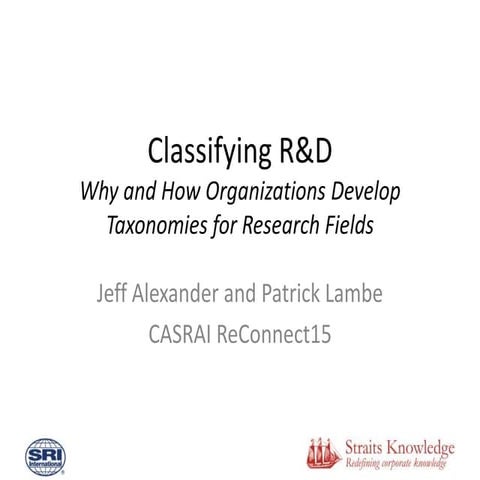 Classifying R&D: Why and How Organizations Develop Taxonomies for Research Fi...
