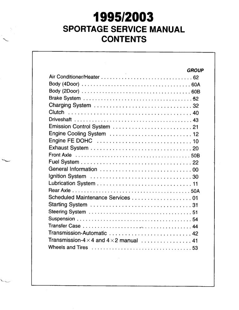 1999 Kia Sportage Service Repair Manual | 99 Kia Sportage Engine Diagram | | SlideShare