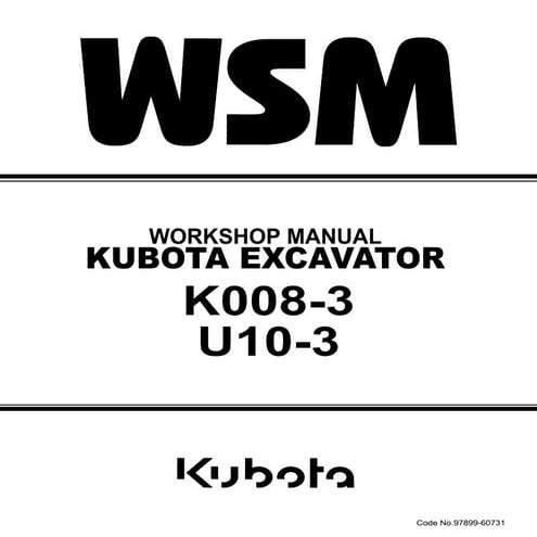KUBOTA K008-3 MICRO EXCAVATOR Service Repair Manual