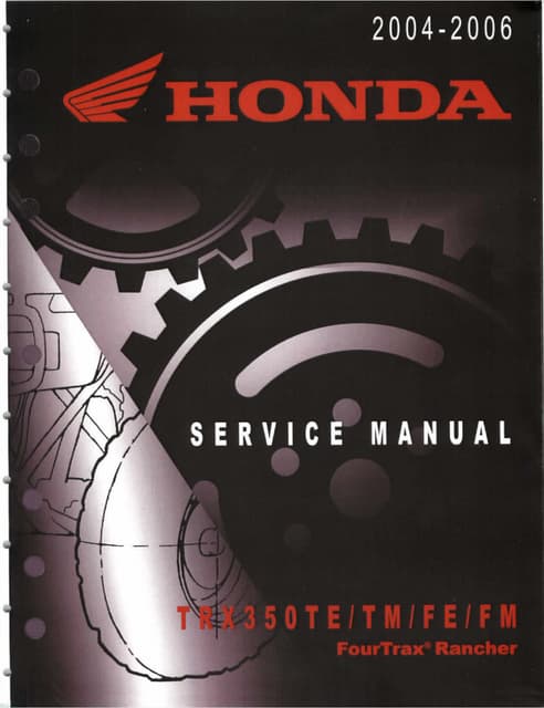 2004 Honda TRX350FE FourTrax Rancher 4x4 ES Service Repair Manual