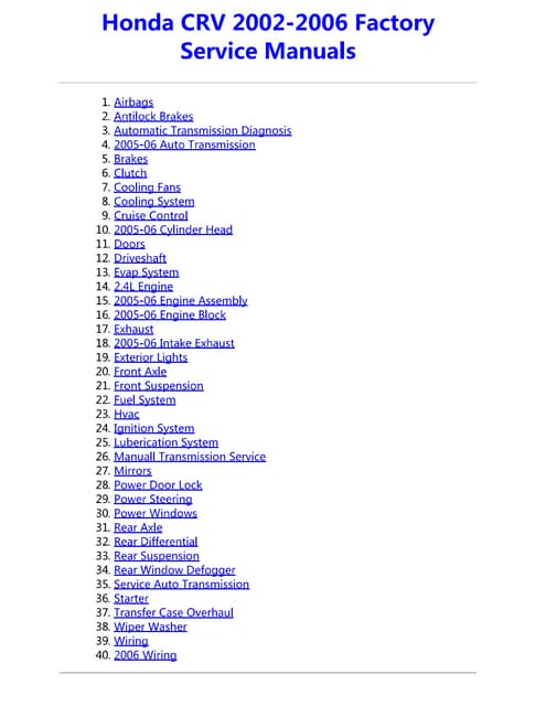 2005-2006 Honda CR-V Shop Service Repair Manual – Bishko Paperback 1 thumbnail image