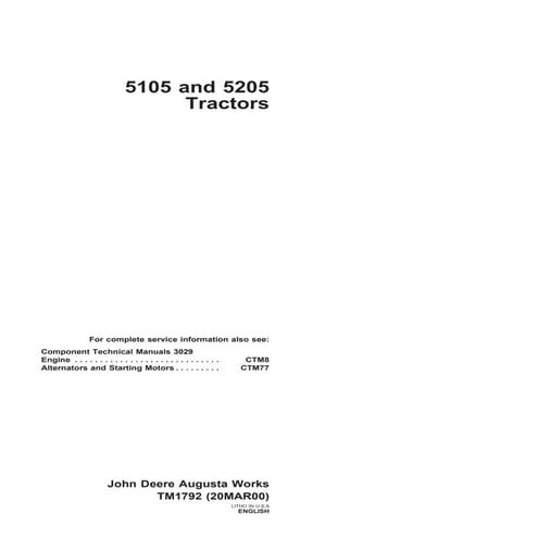 JOHN DEERE 5105 TRACTOR Service Repair Manual