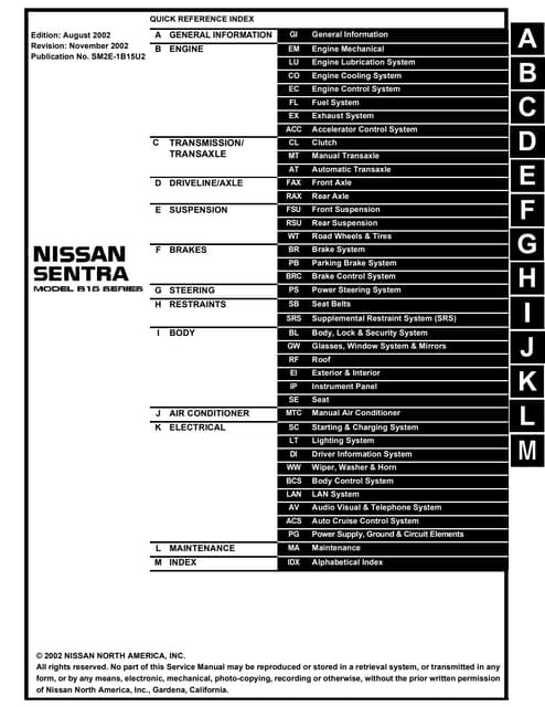 2005 Nissan Sentra Service Repair Manual