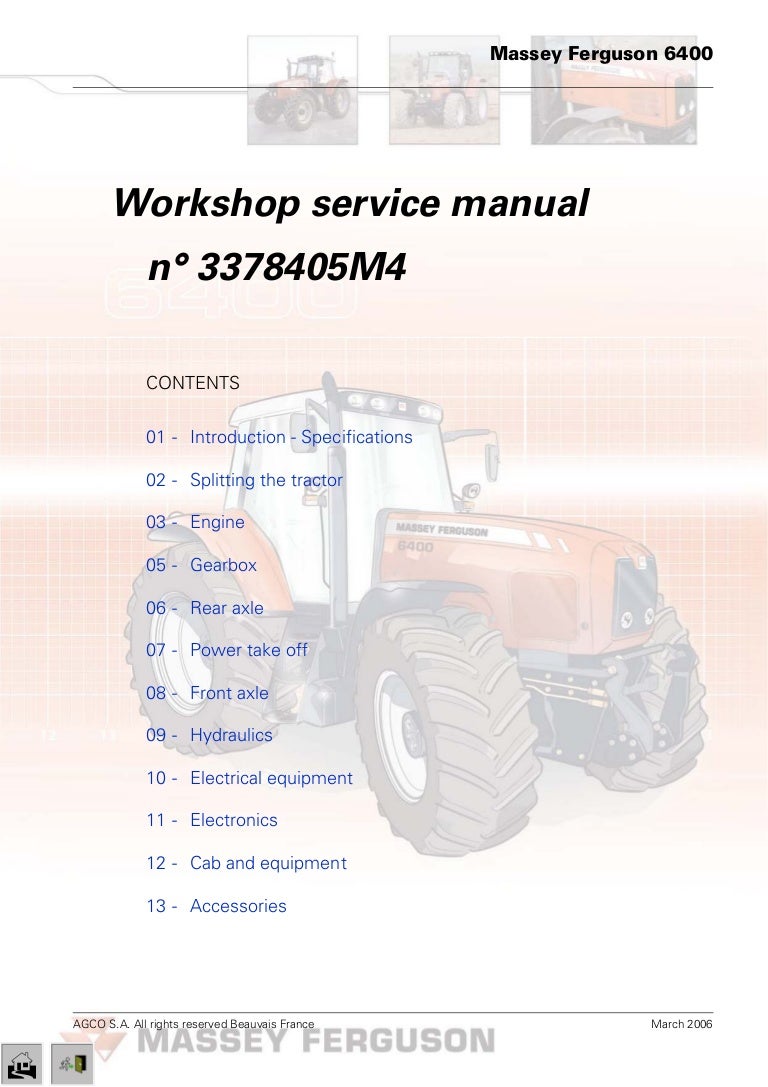 Massey Ferguson MF 6465 Tractor Service Repair Manual
