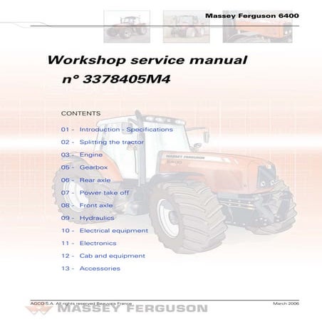 Massey Ferguson MF 6465 Tractor Service Repair Manual