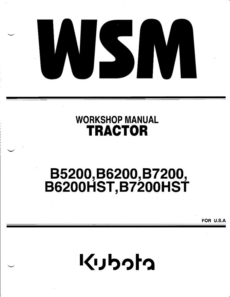 Kubota B6200 Tractor Service Repair Manual