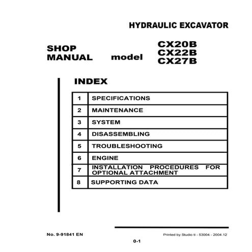 CASE CX20B MINI EXCAVATOR Service Repair Manual