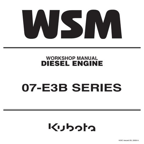 KUBOTA V3307-DI-T-E3B DIESEL ENGINE Service Repair Manual