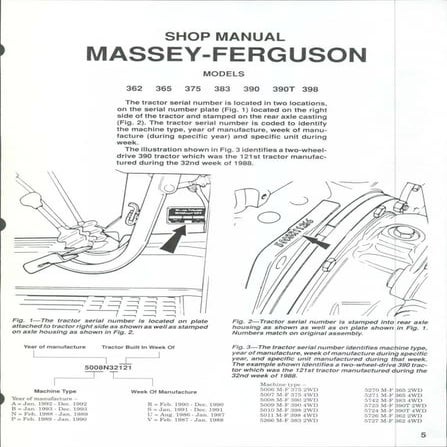 MASSEY FERGUSON MF390 TRACTOR Service Repair Manual
