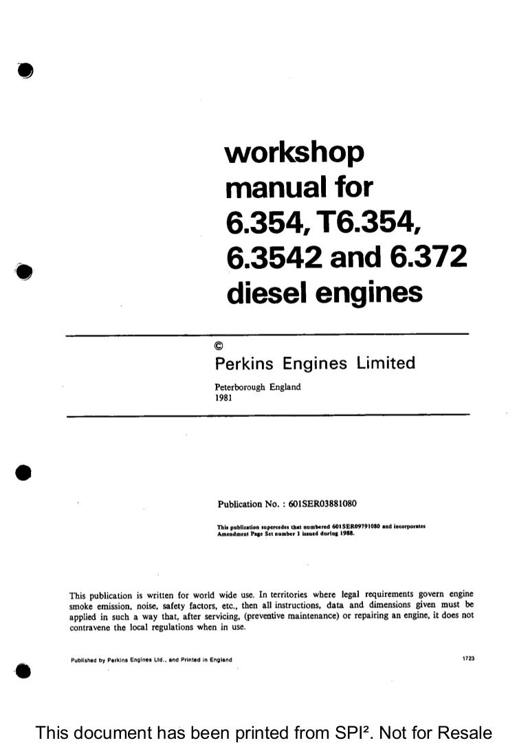 PERKINS 6.354 DIESEL ENGINE Service Repair Manual. PERKINS 4 236 ...