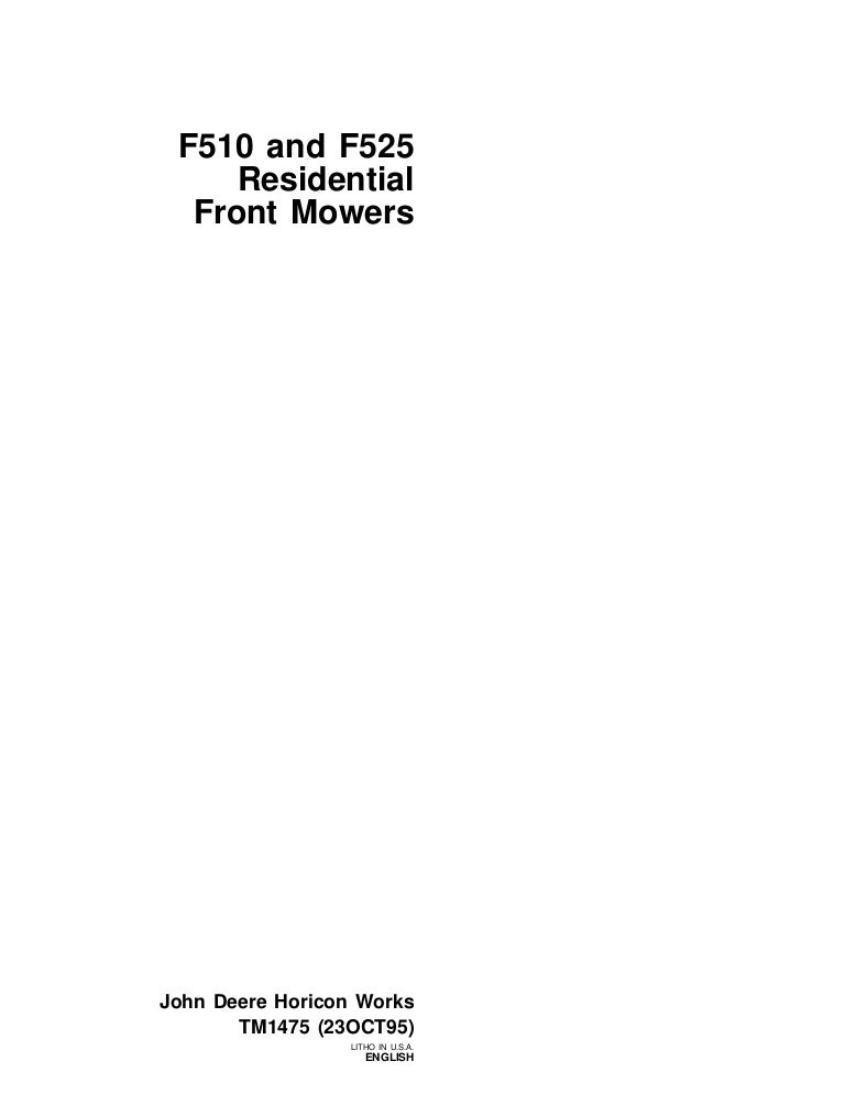 John Deere F525 Residential Front Mower Service Repair Manual