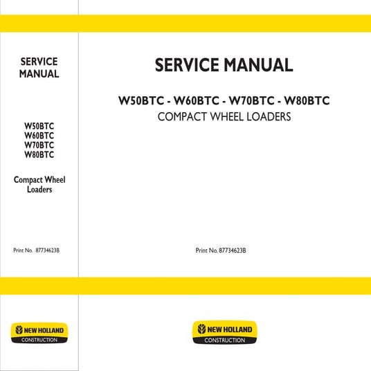 NEW HOLLAND W80BTC COMPACT WHEEL LOADER Service Repair Manual PPT
