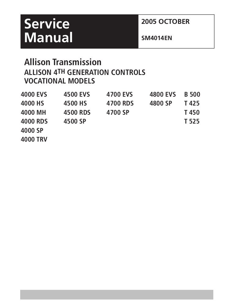Allison Transmission 4000 Series Generation Controls Vocational Model