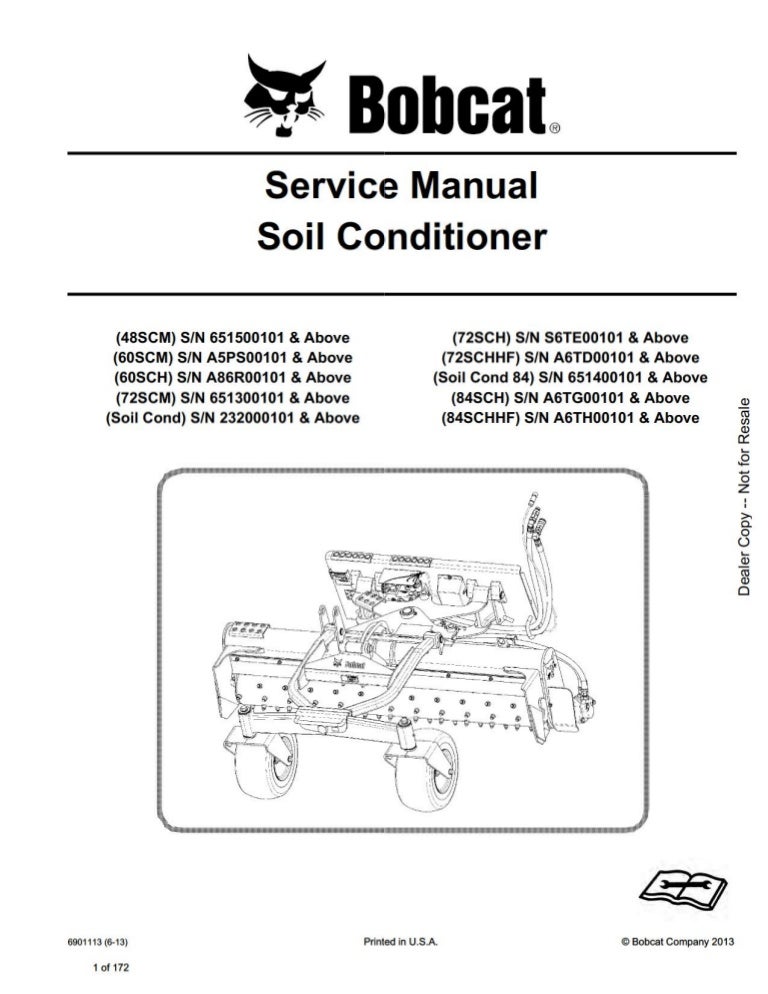 Bobcat Soil Conditioner Service Repair Manual S/N