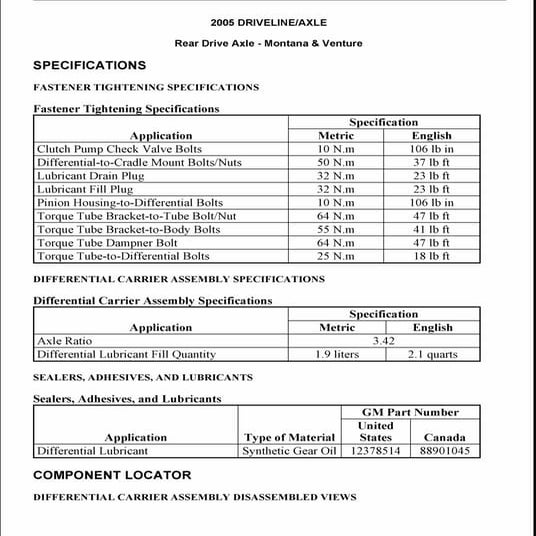 2000 PONTIAC MONTANA Service Repair Manual PDF