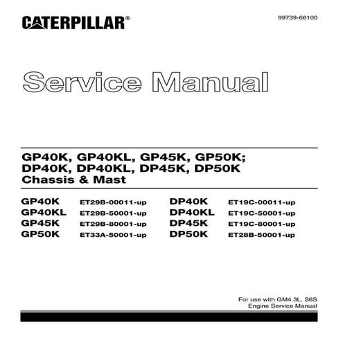 Caterpillar Cat GP30N Forklift Lift Trucks Service Repair Manual SN ...