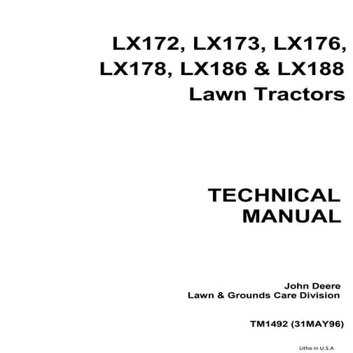 JOHN DEERE LX178 LAWN GARDEN TRACTOR Service Repair Manual | PDF