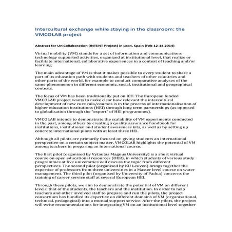 Intercultural exchange while staying in the classroom the vmcolab project_abstract