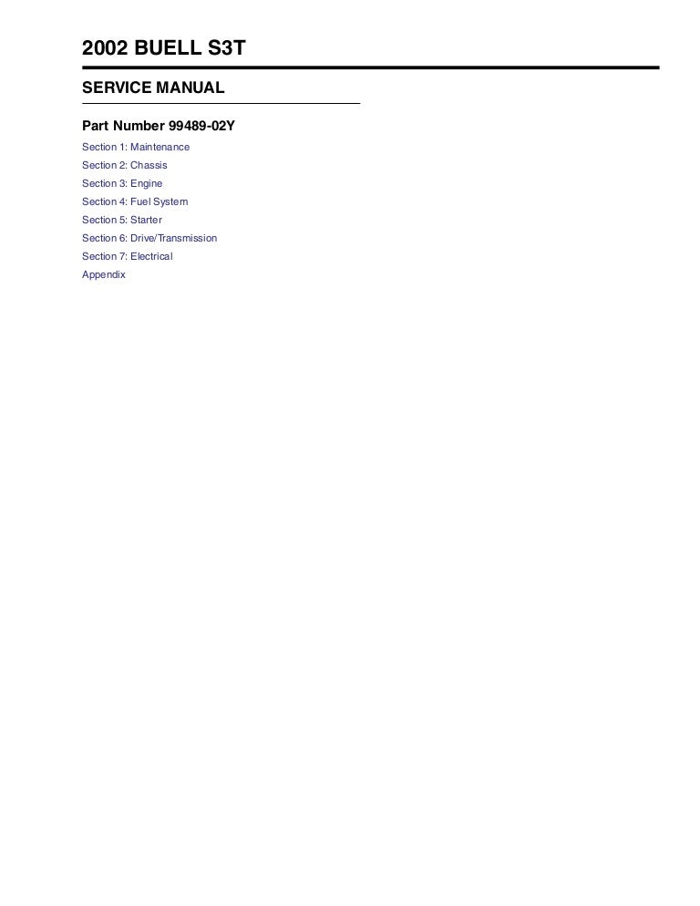 2002 Buell S3 S3t Service Repair Manual