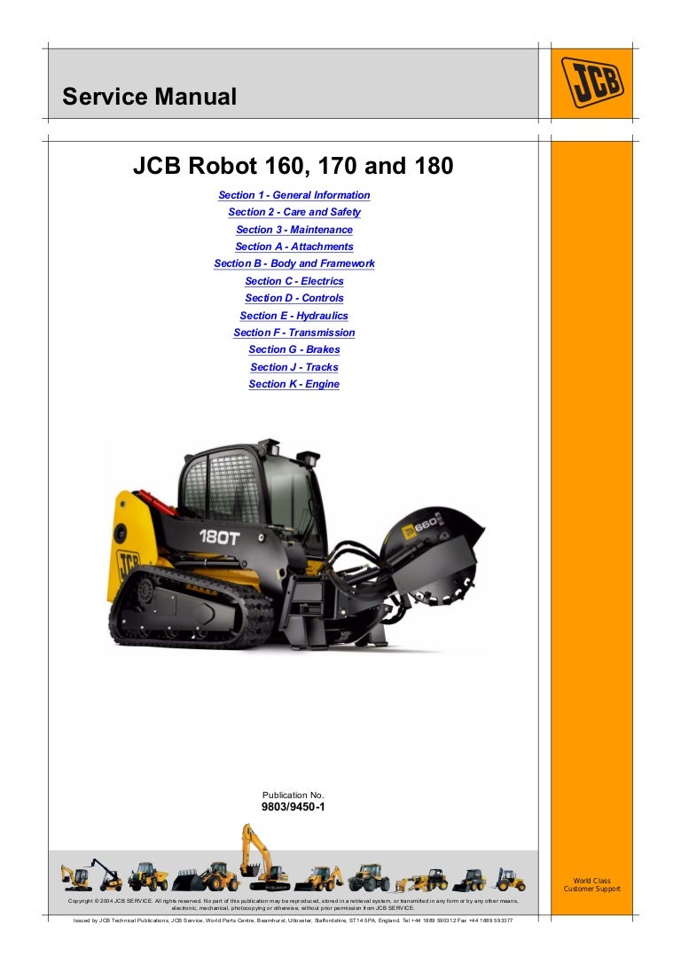 JCB 160 ROBOT Service Repair Manual SN（1602000 to 1604999）