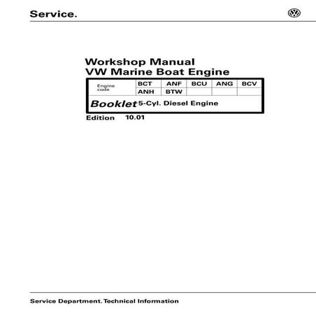 Volkswagen SDI 2.5L 75-5 Diesel Marine Engine Service Repair Manual