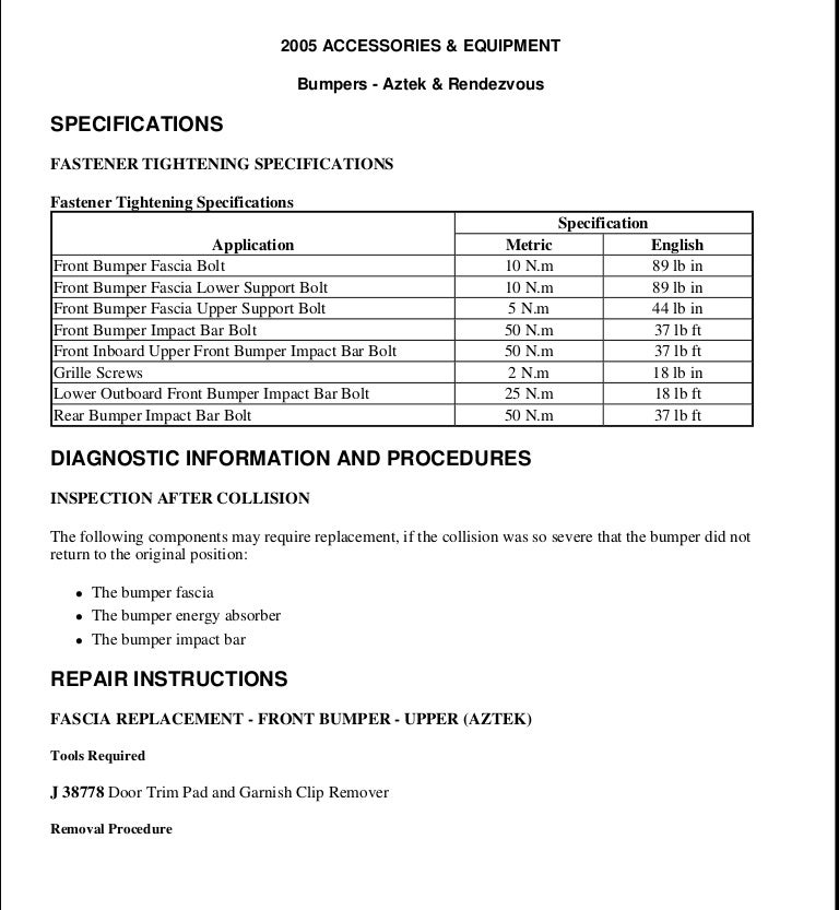 2002 PONTIAC AZTEK Service Repair Manual
