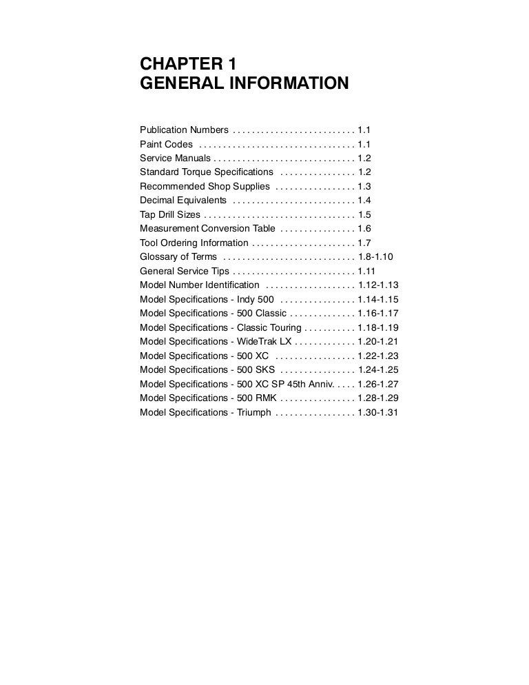 Polaris Snowmobile Track Size Chart