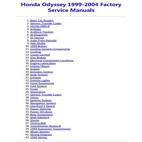 2003 HONDA ODYSSEY REPAIR MANUAL PDF visual data 8