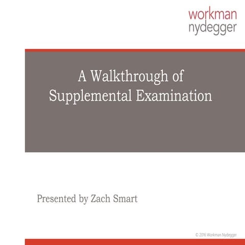 A Walk-through of Supplemental Examination