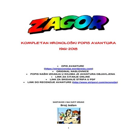 Zagor - KOMPLETAN HRONOLOŠKI POPIS AVANTURA (Avanture 1 -30)