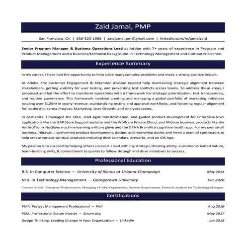 Zaid Jamal Resume 2020