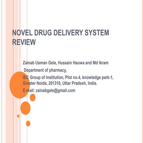 NOVEL DRUG DELIVERY SYSTEM REVIEW�