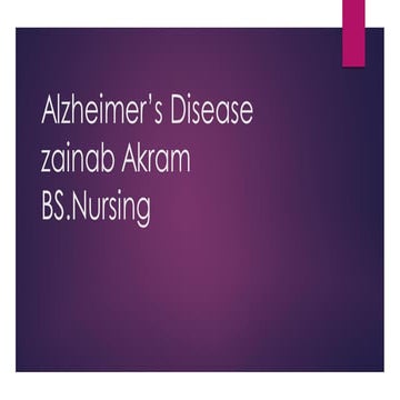 Alzheimer's disease and nursing management