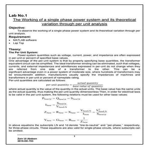 Power System Analysis and Design