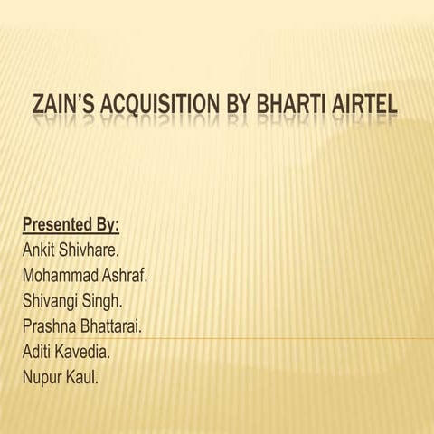 Zain's acquisition by bharti airtel