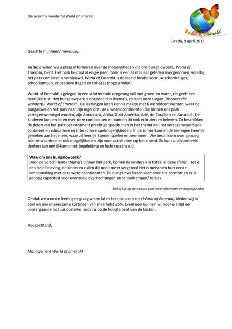 format zakelijke brief