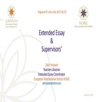 Extended Essay and Supervisors
