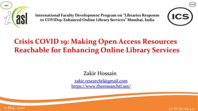 Crisis COVID 19: Making Open Access Resources Reachable for Enhancing Online Library Services