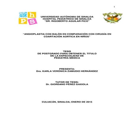 Angioplastía con balón en comparación con cirugía en coartación aórtica en niños
