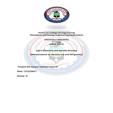  Measurement of density S.G and API gravity 