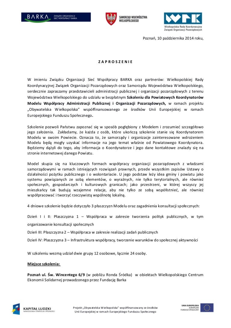 Tytuł Prawny Do Udziału W Aktywach Netto Otwartego Funduszu Inwestycyjnego Zaproszenie do udziału w szkoleniu