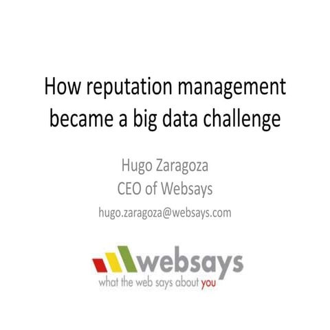 How Reputation Management Became a Big Data Challenge