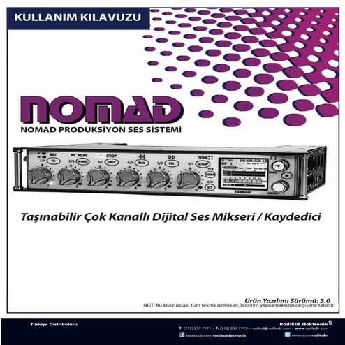 Zaxcom Nomad kullanım kılavuzu