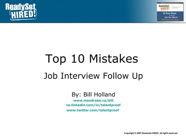 Top 10 Mistakes - #7 Job Interview ...