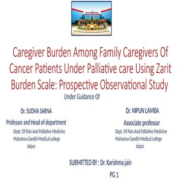 Caregiver burden assessment using zarit burden | PPTX