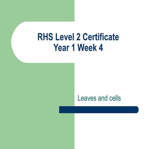RHS Level 2 Certificate Year 1 Session 4 | PPT