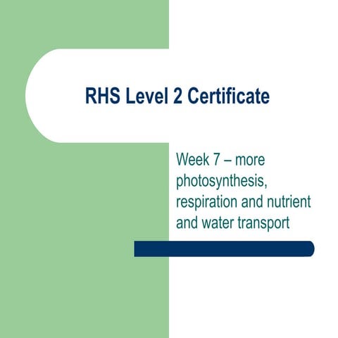 RHS Level 2 Certificate Year 1 Week 7 overview