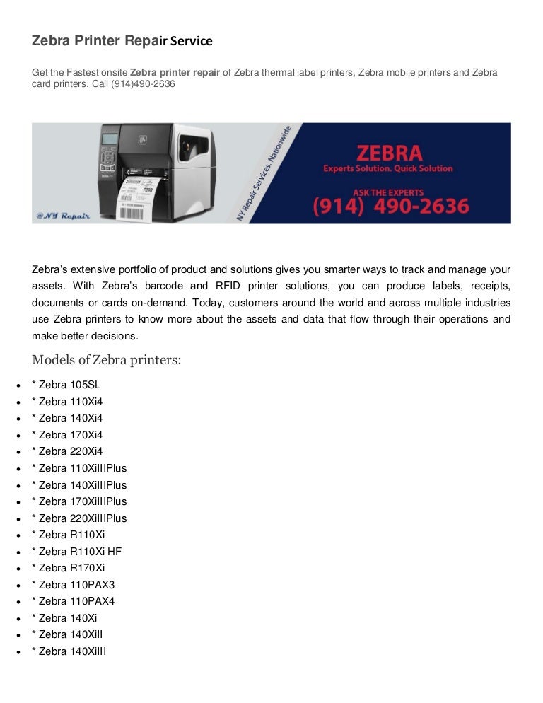 Zebra printer repair
