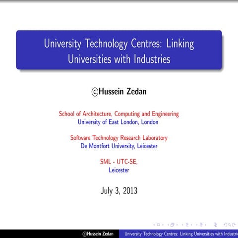 Hussein Zedan, "Centros Tecnológicos: Vinculación de las Universidades con la...