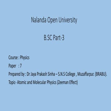 Zeeman Effect normal and Anomalous zeeman effect